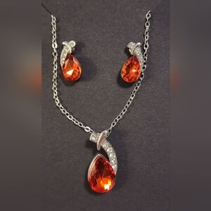 Elegant Silver and Tangerine Jewelry Set
